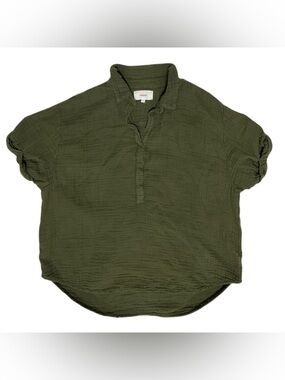 Xirena Women’s Cruz Short-Sleeve V-Neck Cotton Gauze Top Size Medium